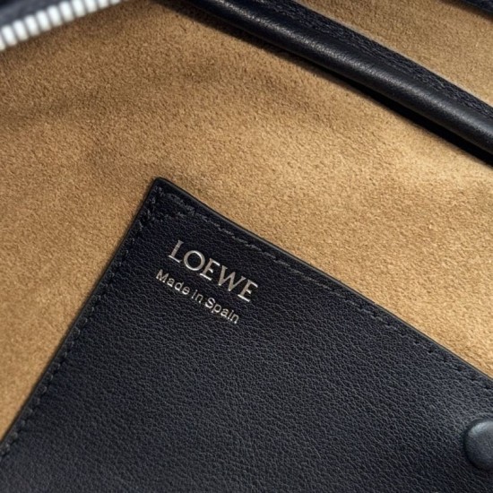 Replica Borsa a tracolla Loewe Amazona 31 pelle nabuk granulata Nero Imitazione Fallate Outlet