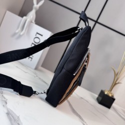 Replica Borse a tracolla Loewe Flex tela e pelle scamosciata marrone/nera Imitazione Fallate Outlet