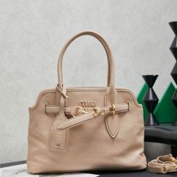 Replica Borse tote pelle Miu Miu Adventure 5BA292 Bianco Crema Imitazione Fallate Outlet