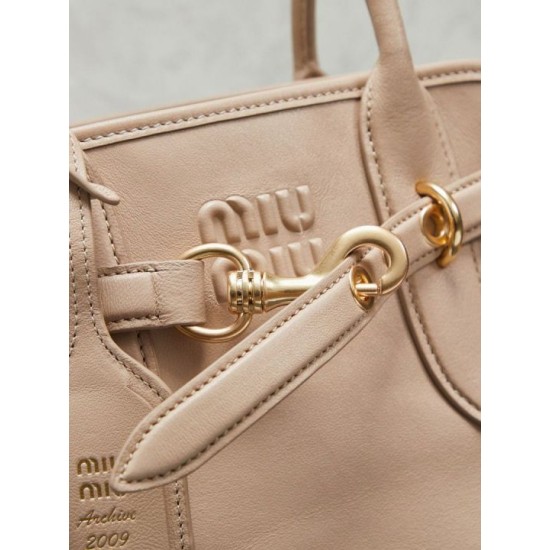 Replica Borse tote pelle Miu Miu Adventure 5BA292 Bianco Crema Imitazione Fallate Outlet