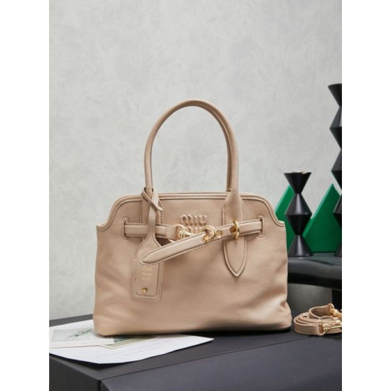 Replica Borse tote pelle Miu Miu Adventure 5BA292 Bianco Crema Imitazione Fallate Outlet
