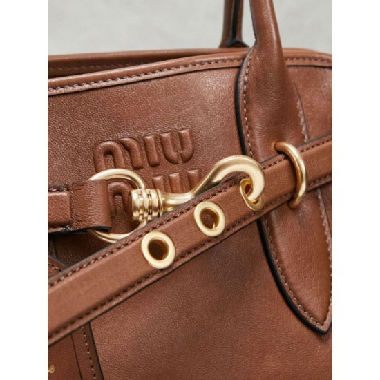 Replica Borse tote pelle Miu Miu Adventure 5BA292 Marrone Imitazione Fallate Outlet