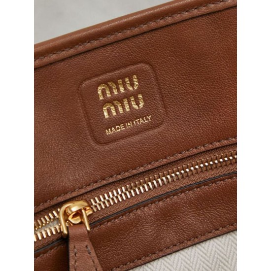 Replica Borse tote pelle Miu Miu Adventure 5BA292 Marrone Imitazione Fallate Outlet