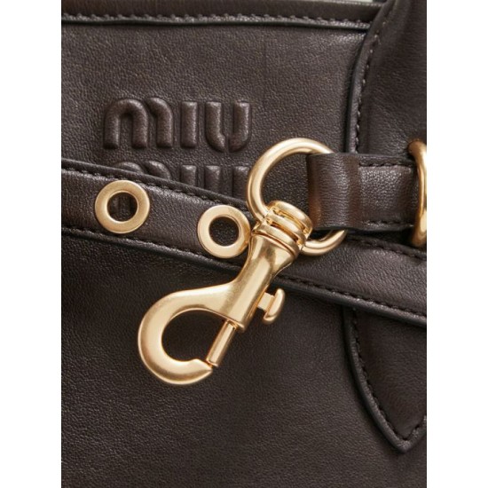 Replica Borse tote pelle Miu Miu Adventure 5BA292 Caffè Imitazione Fallate Outlet