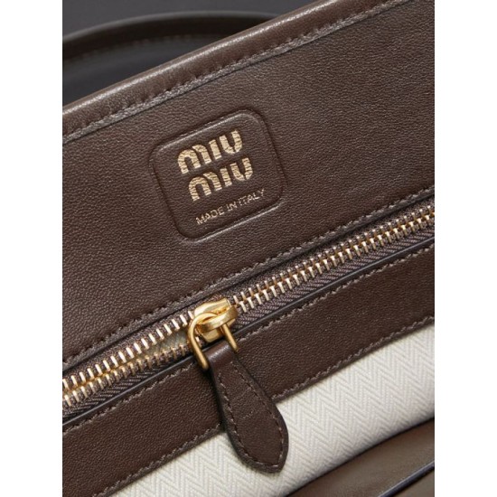 Replica Borse tote pelle Miu Miu Adventure 5BA292 Caffè Imitazione Fallate Outlet