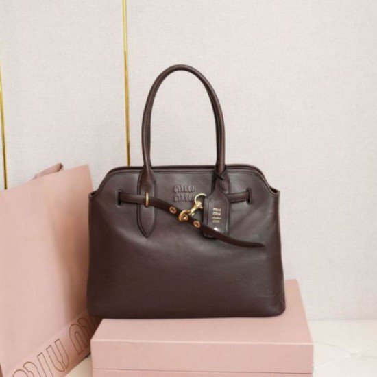 Replica Borsa tote Miu Miu Adventure nappa marrone Imitazione Fallate Outlet