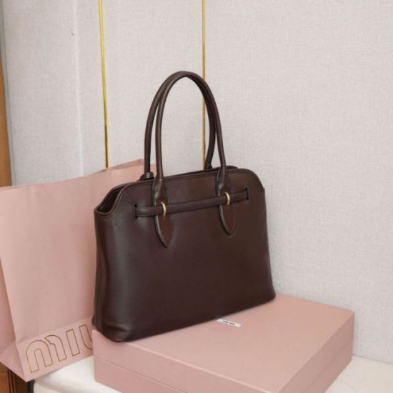 Replica Borsa tote Miu Miu Adventure nappa marrone Imitazione Fallate Outlet