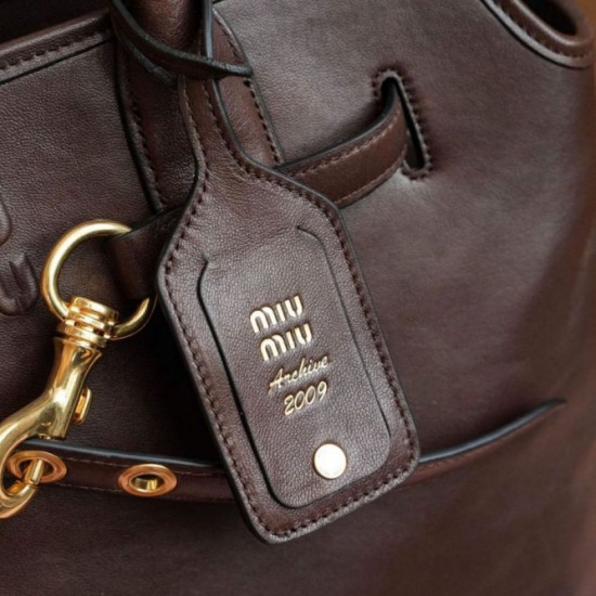 Replica Borsa tote Miu Miu Adventure nappa marrone Imitazione Fallate Outlet