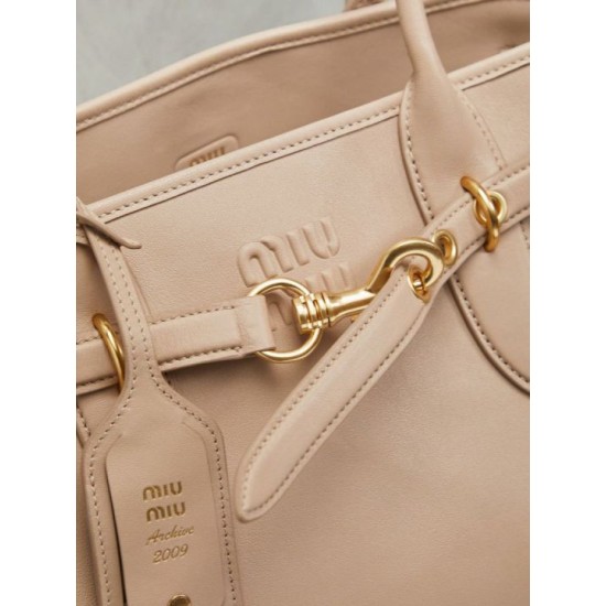 Replica Borsa Tote Miumiu Adventure Nappa 5BG310 Crema Imitazione Fallate Outlet