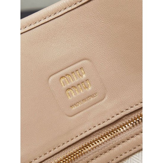 Replica Borsa Tote Miumiu Adventure Nappa 5BG310 Crema Imitazione Fallate Outlet