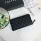Replica Portafoglio grande Chanel Caviar trapuntato con soffietto e cerniera nero Imitazione Fallate Outlet