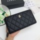 Replica Portafoglio grande Chanel Caviar trapuntato con soffietto e cerniera nero Imitazione Fallate Outlet