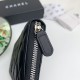 Replica Portafoglio Chanel Caviar trapuntato con soffietto e cerniera nero Imitazione Fallate Outlet