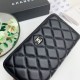 Replica Portafoglio Chanel Caviar trapuntato con soffietto e cerniera nero Imitazione Fallate Outlet