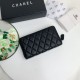 Replica Portafoglio Chanel Caviar trapuntato con soffietto e cerniera nero Imitazione Fallate Outlet