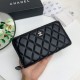 Replica Portafoglio Chanel Caviar trapuntato con soffietto e cerniera nero Imitazione Fallate Outlet