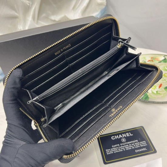 Replica Portafoglio lungo Chanel trapuntato con logo CC e cerniera Imitazione Fallate Outlet