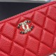 Replica Portafoglio Chanel con cerniera pelle trapuntata rosso caviale Imitazione Fallate Outlet