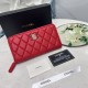 Replica Portafoglio Chanel con cerniera pelle trapuntata rosso caviale Imitazione Fallate Outlet