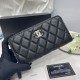 Replica Portafoglio Chanel con cerniera pelle trapuntata Nero caviale Imitazione Fallate Outlet