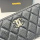 Replica Portafoglio Chanel con cerniera pelle trapuntata Nero caviale Imitazione Fallate Outlet