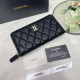 Replica Portafoglio Chanel con cerniera pelle trapuntata Nero caviale Imitazione Fallate Outlet