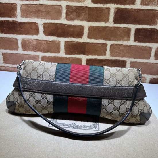 Replica Borsa a tracolla Gucci Horsebit Chain tela GG 764255 marrone Imitazione Fallate Outlet