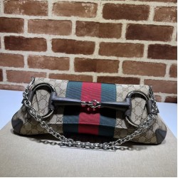 Replica Borsa a tracolla Gucci Horsebit Chain tela GG 764255 marrone Imitazione Fallate Outlet