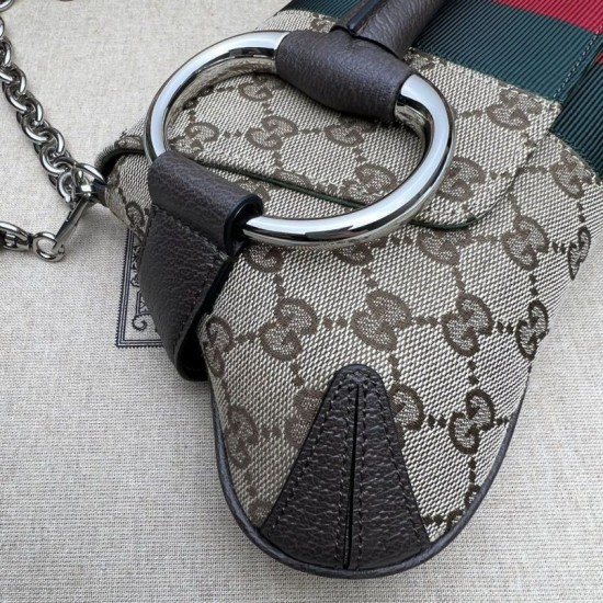 Replica Borsa a tracolla Gucci Horsebit Chain tela GG 764255 marrone Imitazione Fallate Outlet