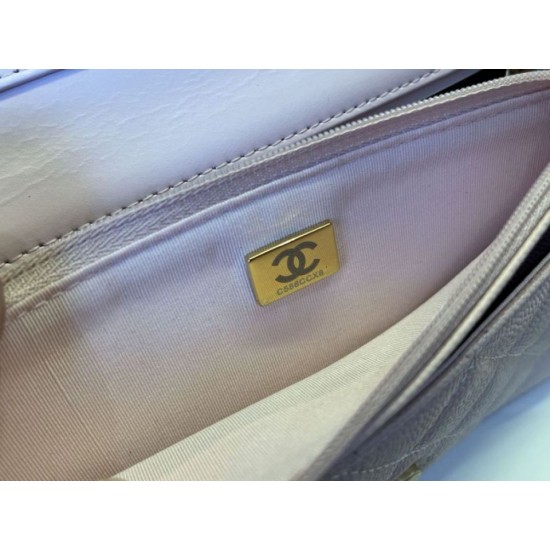 Replica Portafoglio Chanel trapuntato in caviale perlato con catena Woc Rosa False Fatte Bene