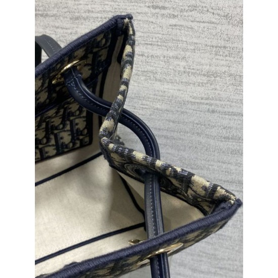 Replica Borsa Shopping Dior piccola/grande jacquard blu Dior Oblique False Fatte Bene