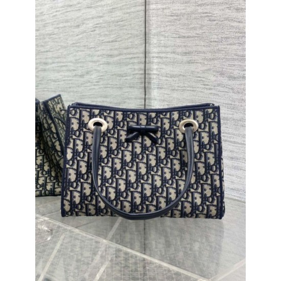 Replica Borsa Shopping Dior piccola/grande jacquard blu Dior Oblique False Fatte Bene