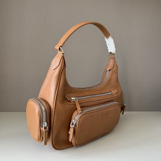Replica Borsa a tracolla Miu Miu Pocket Nappa 5BC189 Caramello False Fatte Bene