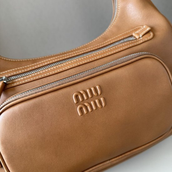 Replica Borsa a tracolla Miu Miu Pocket Nappa 5BC189 Caramello False Fatte Bene