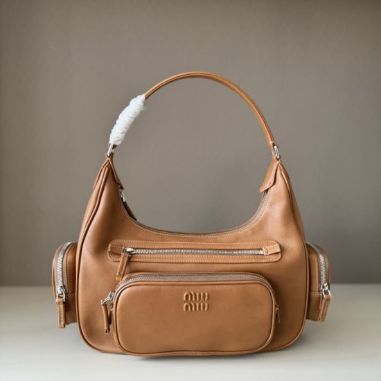 Replica Borsa a tracolla Miu Miu Pocket Nappa 5BC189 Caramello False Fatte Bene