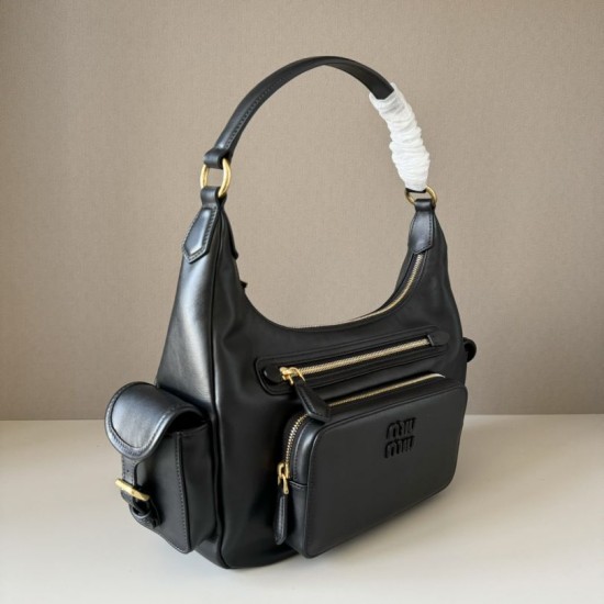 Replica Borsa a tracolla Miu Miu Pocket Nappa 5BC189 Nero False Fatte Bene