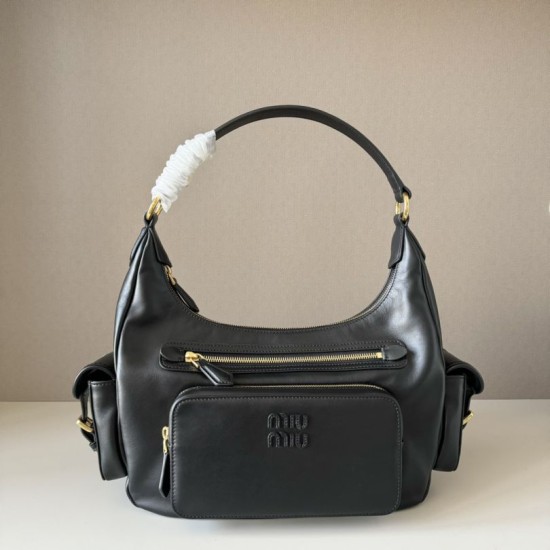 Replica Borsa a tracolla Miu Miu Pocket Nappa 5BC189 Nero False Fatte Bene