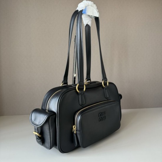Replica Borse a tracolla Miu Miu Pocket con manico superiore Nero False Fatte Bene