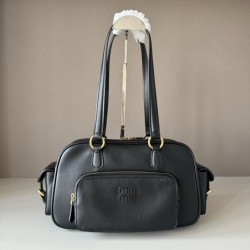 Replica Borse a tracolla Miu Miu Pocket con manico superiore Nero False Fatte Bene