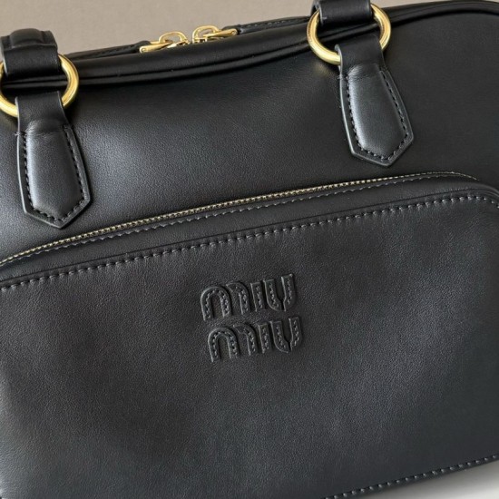 Replica Borse a tracolla Miu Miu Pocket con manico superiore Nero False Fatte Bene