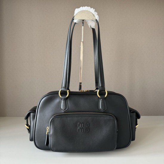 Replica Borse a tracolla Miu Miu Pocket con manico superiore Nero False Fatte Bene