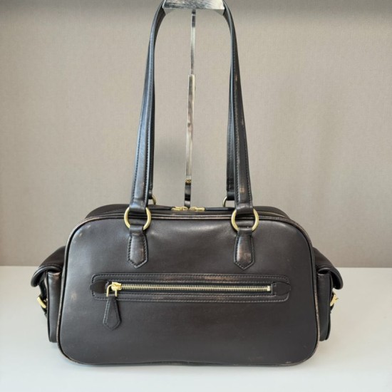 Replica Borse a tracolla Miu Miu Pocket con manico superiore Caffè False Fatte Bene