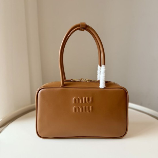 Replica Borsa a mano Miu Miu Beau 5BB172 Marrone False Fatte Bene