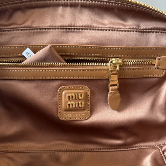Replica Borsa a mano Miu Miu Beau 5BB172 Marrone False Fatte Bene