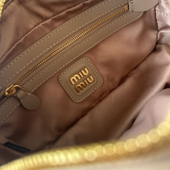 Replica Borsa a mano Miu Miu Arcadie 5BB142 Beige False Fatte Bene