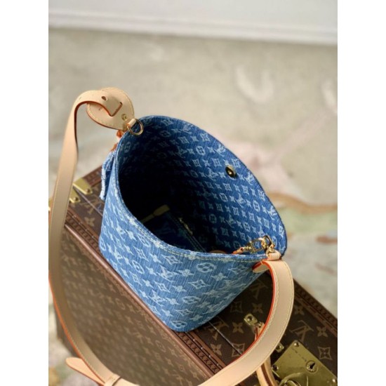 Replica Borsa a secchiello in denim Louis Vuitton All In BB M28107 False Fatte Bene