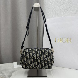 Replica Pochette Borse Dior Bow Dior jacquard Oblique con motivo blu Fallate Outlet Online