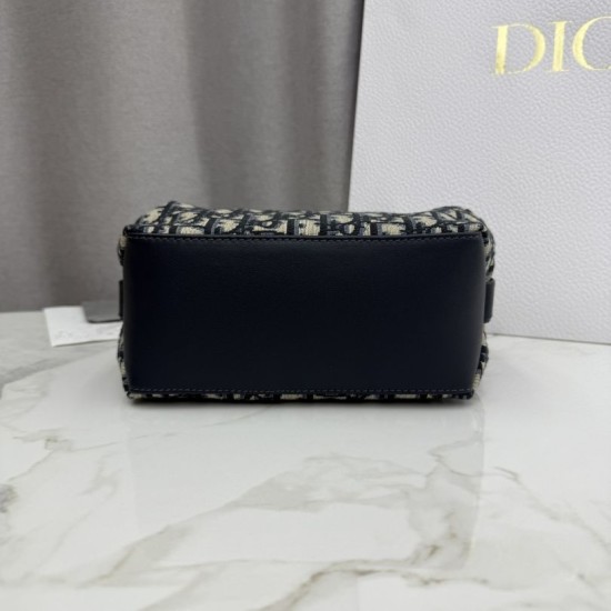 Replica Pochette Borse Dior Bow Dior jacquard Oblique con motivo blu Fallate Outlet Online
