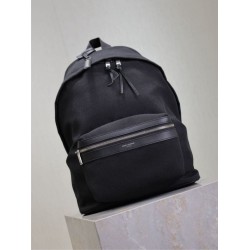 Replica Zaino YSL Saint Laurent City tela con finiture pelle nero Fallate Outlet Online