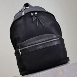 Replica Zaino YSL Saint Laurent City tela con finiture pelle nero Fallate Outlet Online